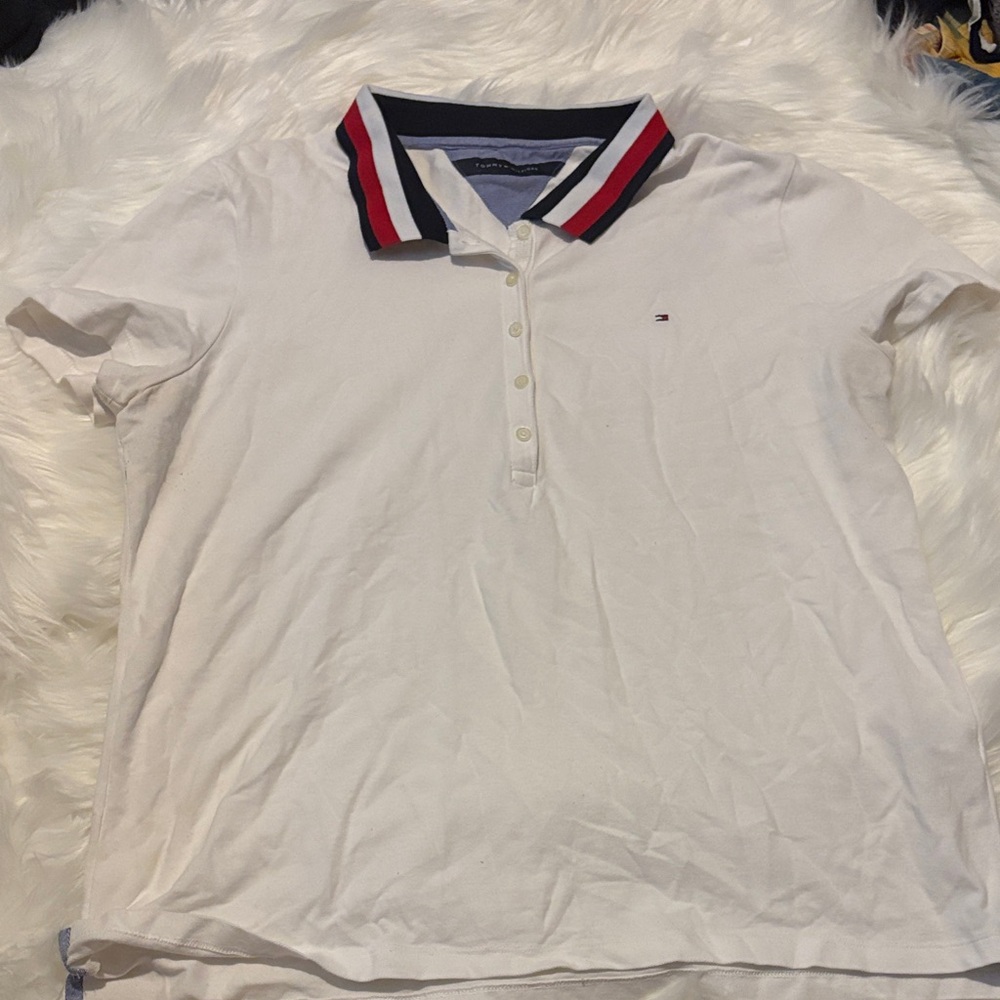 Tommy Hilfiger Men's Polo with Red and Navy Collar